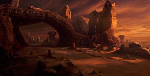 stitched image of Tatooine rocks